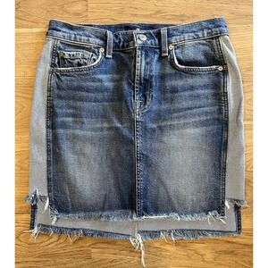 7‎ For All Mankind Womens Mini Frayed Hem Denim Skirt Blue Size 28